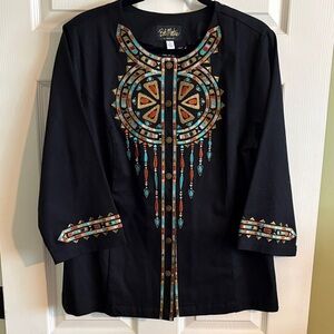 Bob Mackie Shirt black NWOT size L